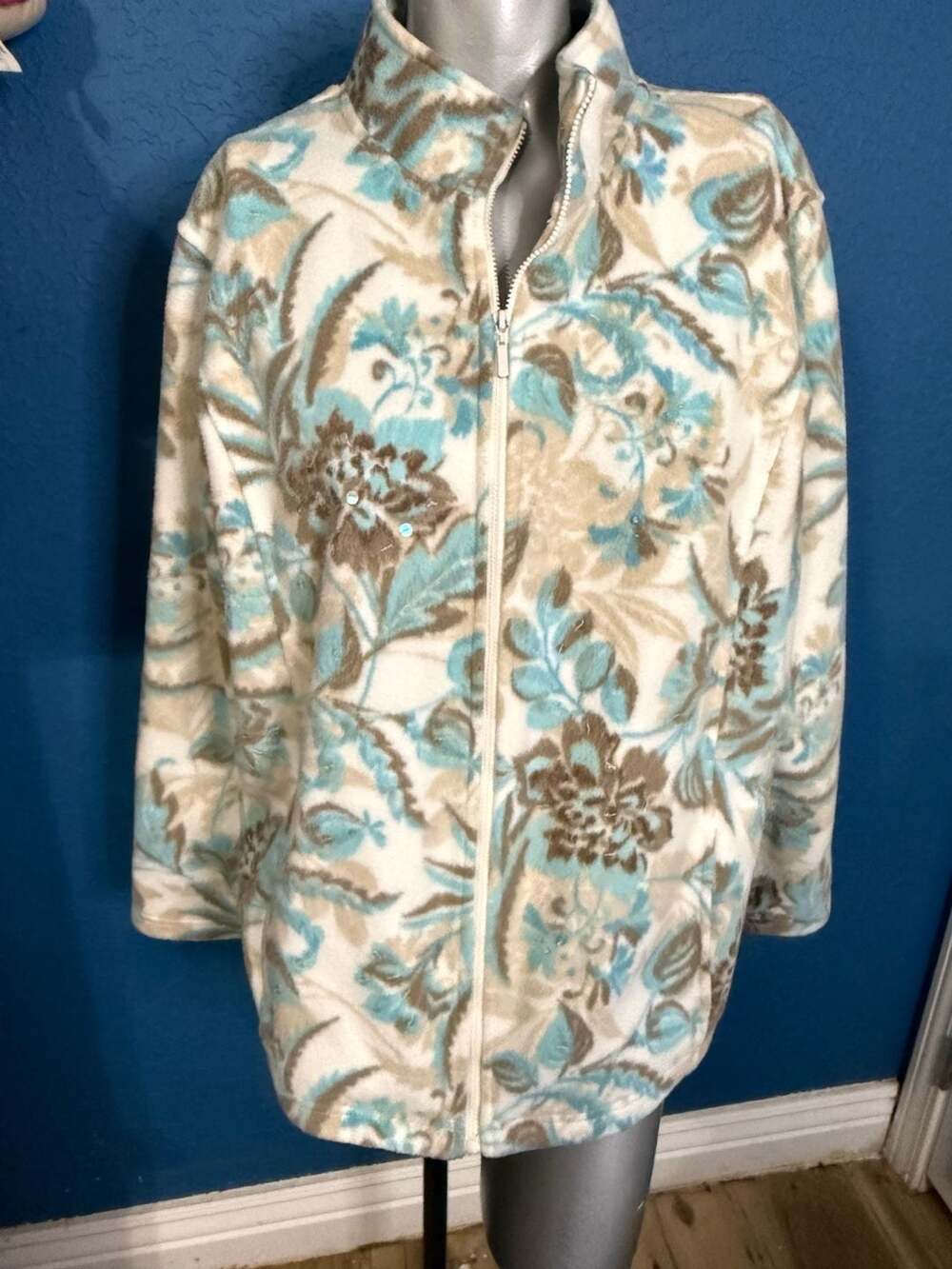 Alfred Dunner Floral Fleece Zip Jacket XL